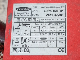 C-Mec 310 svářecí zařízení FRONIUS Magic Wave 3000 Comfort G/F