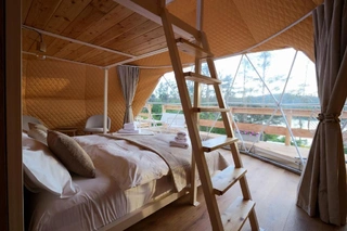 Kompletní soubor ubytovacích stanů a zázemí glampingu