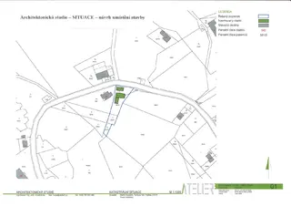 Stavební pozemek 1050m2, vč. stavebního povolení na stavbu RD s garáží, Březiny u Poličky