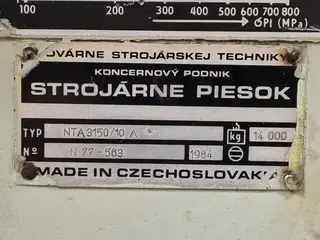 PŽSK 08. Tabulové nůžky Strojáren Piesok NTH 3150/10A