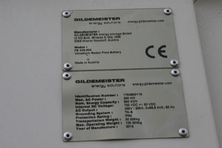 upuštěno - velký akumulátor GILDEMEISTER CellCube FB 200-800 kW