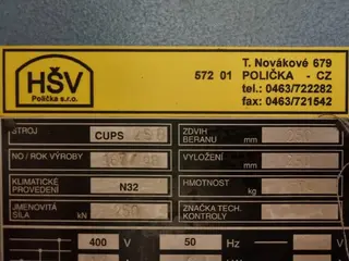 Styl Plzeň 13. Vysekávací lis hydraulický 25D